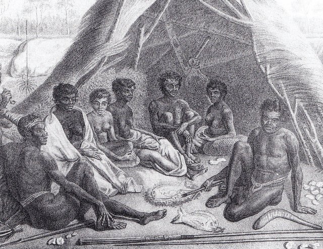 Bungaree's family drawn by Pavel Mikhailov 1820